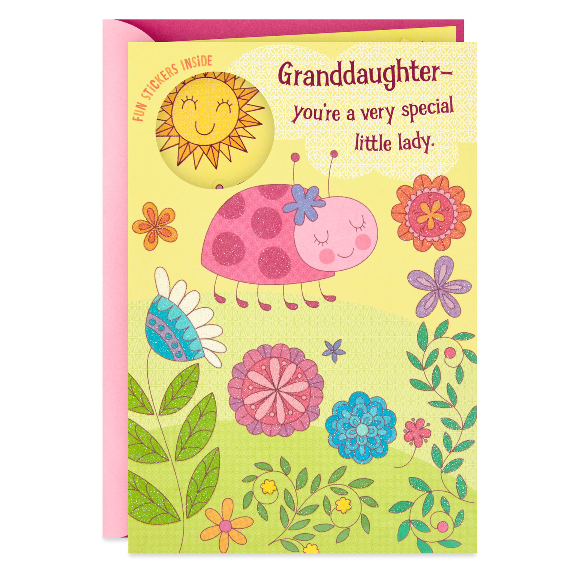 Ladybug Birthday Card With Stickers for Granddaughter Greeting Cards