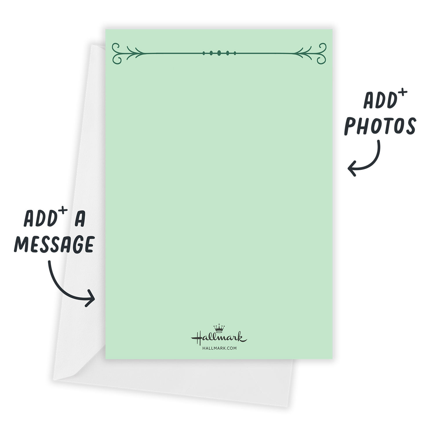 Joy With Doodles Personalized Christmas Photo Card Card back with Envelope indicating personalization image number 3