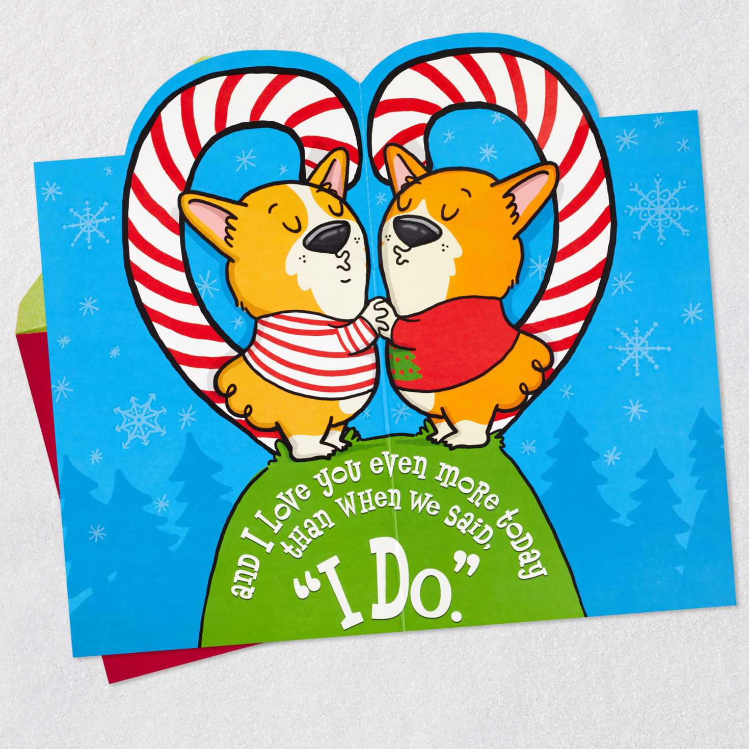 Corgi Dogs Funny Pop-Up Christmas Card for Husband Open card with envelope image number 5