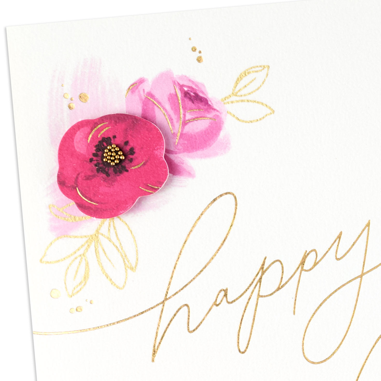 Pink and Red Painted Flowers Birthday Card Card Front Detail image number 4