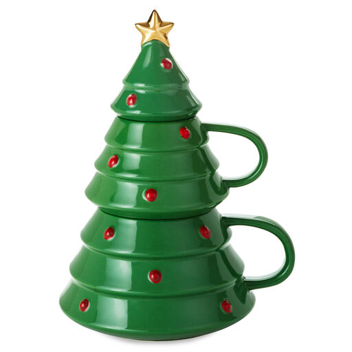 Christmas Tree Stacking Mugs, Set of 2, 