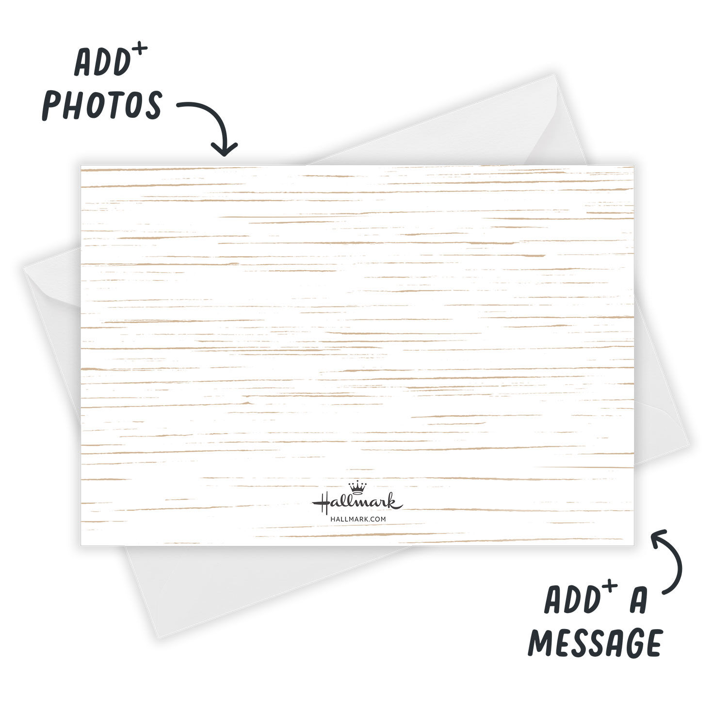 Holly and Rustic Wood Flat Christmas Photo Card Card back with envelope indicating personalization image number 3