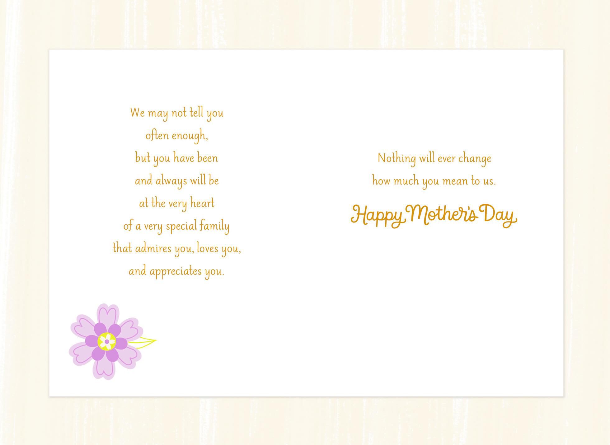 We Appreciate You Mother's Day Card From Family