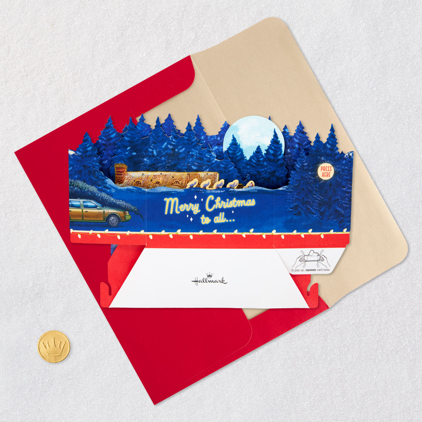 Christmas Vacation House and RV 3D Christmas Card Card Front with Envelope and Gold Seal image number 5