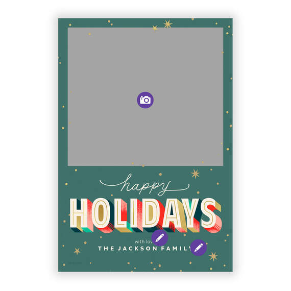 Colorful Shadowed Lettering Flat Holiday Photo Card, , large image number 5