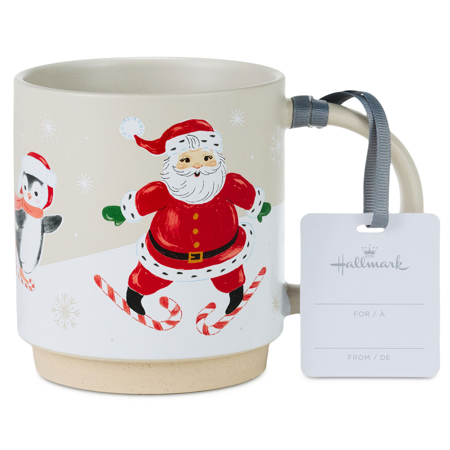 Santa, Reindeer, Penguin Skiing Mug package with tag image number 5