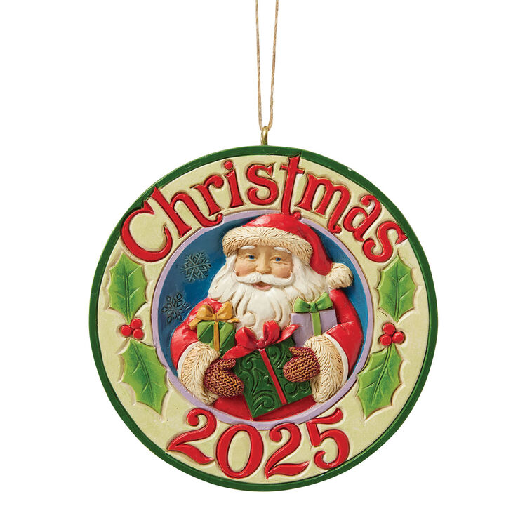 Jim Shore Heartwood Creek Annual 2025 Dated Santa Gifts Ornament, 3"