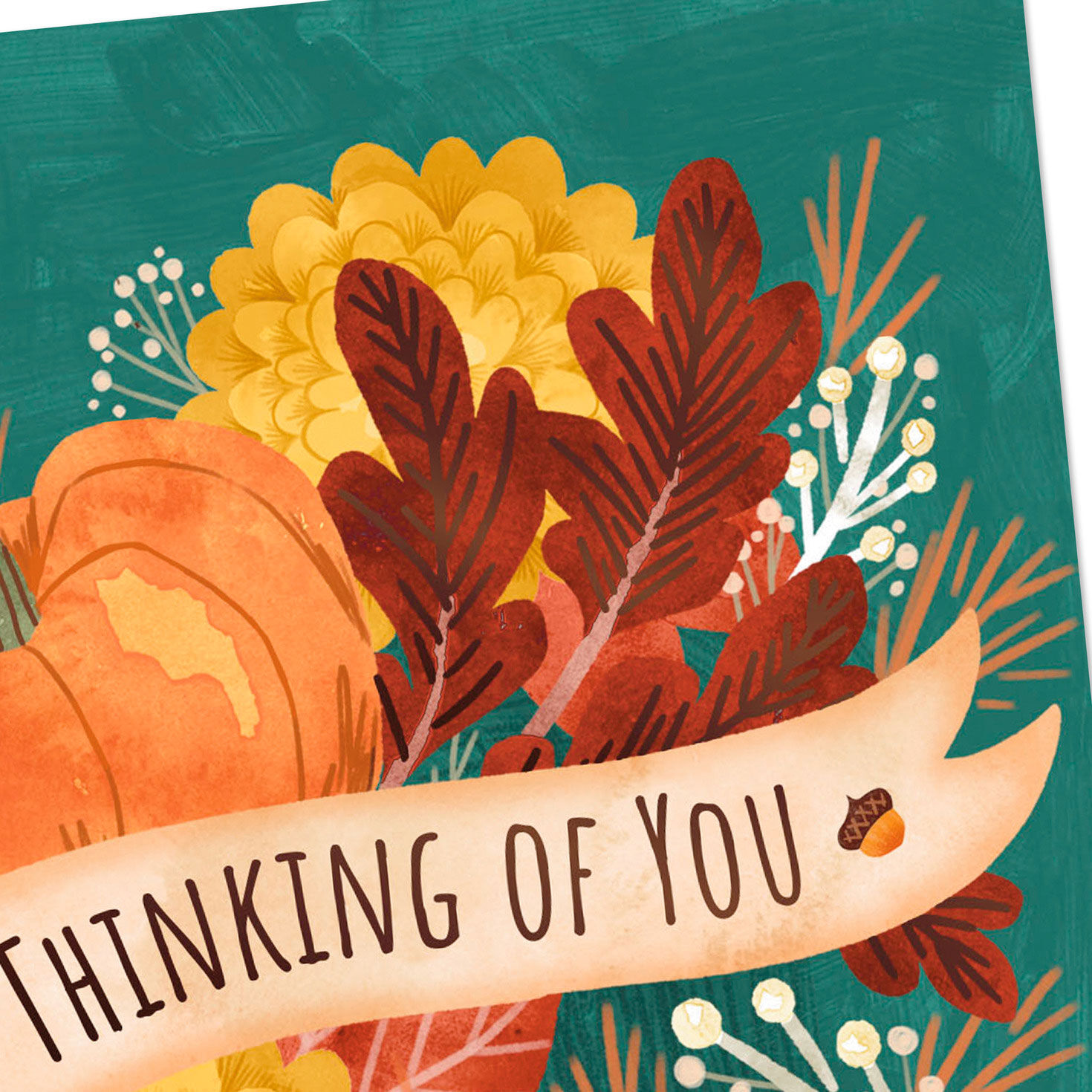 Harvest Arrangement on Teal Thanksgiving Card Pack Cover Detail image number 4