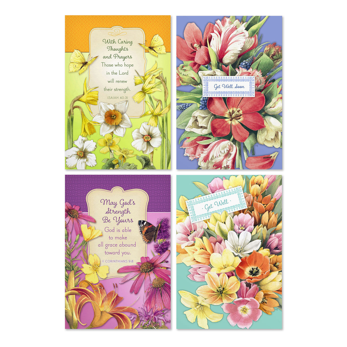 Marjolein Bastin Nature's Blessings Assorted Religious Get Well Cards, Box of 12