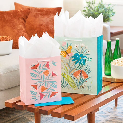 Assorted Floral and Solid 8-Pack Medium and Large Gift Bags, 