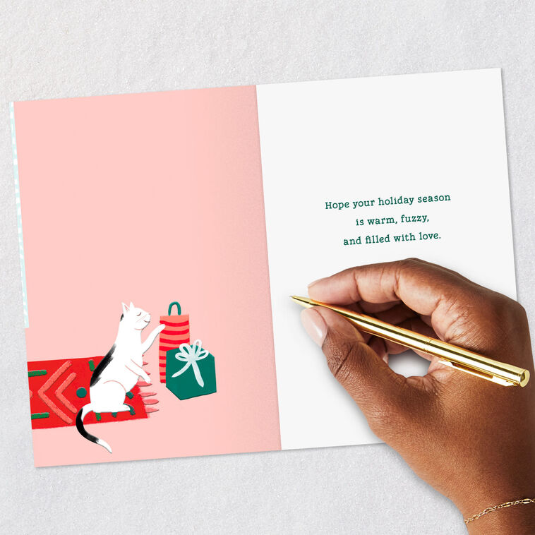 Cat Curled Up in Chair Christmas Card Signing card image number 6