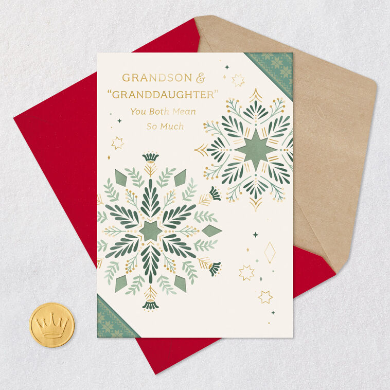Cut-Out Snowflakes Grandson and Wife Christmas Card Card Front with Envelope and Gold Seal image number 5