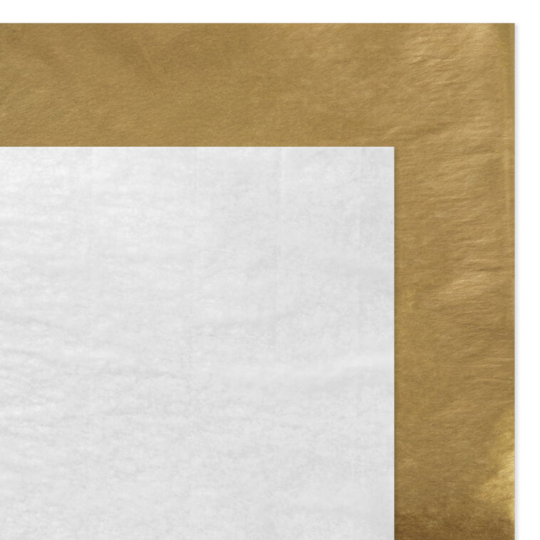 Solid White/Metallic Gold 2-Pack Holiday Tissue Paper flat squares image number 3