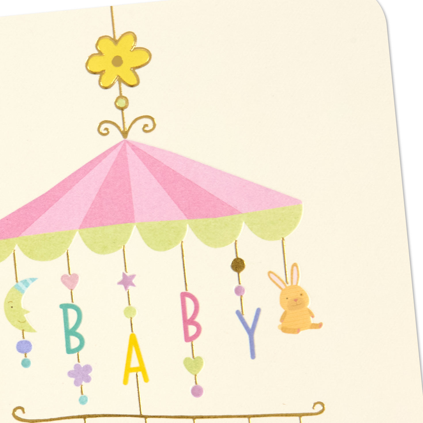 Crib Mobile New Baby Girl Card Open card with envelope image number 4