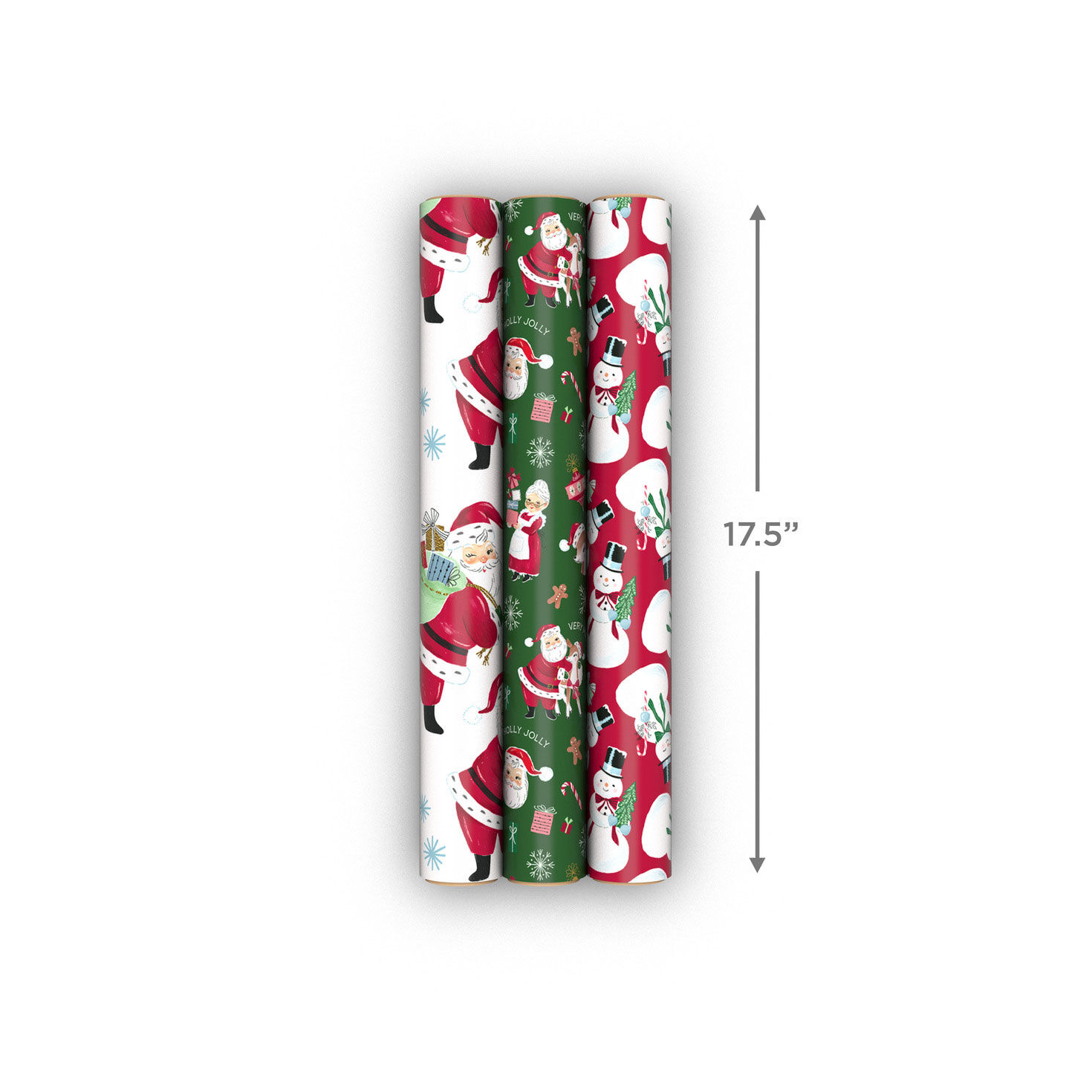 Cute Santa Icons 3-Pack Mini Xmas Gift Wrap Rolls Measurement image number 8
