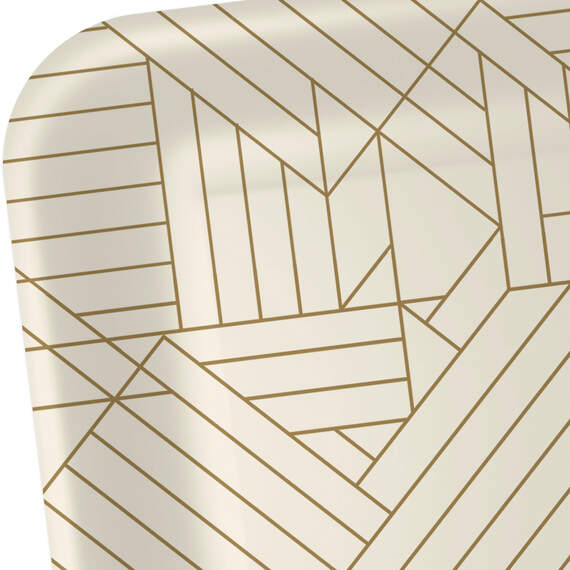 Gold Geometric on Ivory Square Dinner Plates, Set of 8, , large image number 4