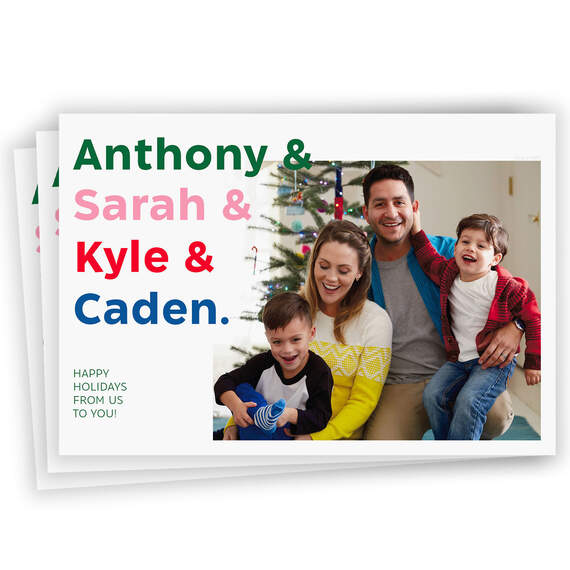 Colorful Names List Flat Holiday Photo Card