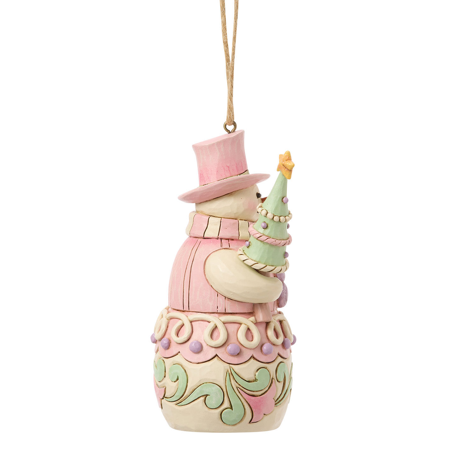 Pink and Green Snowman With Tree Jim Shore Ornament side image number 4