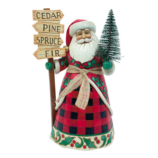 Jim Shore Santa With Tree and Sign Figurine, 8.8", 
