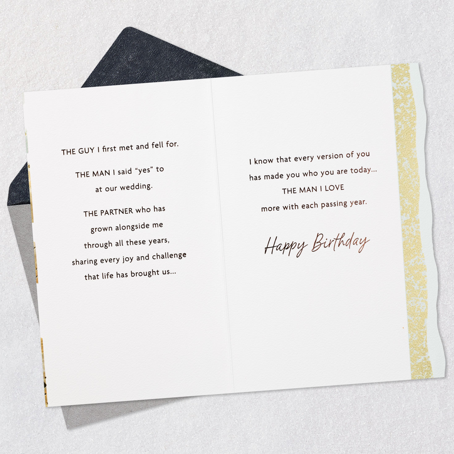 Smooth Stones Husband Birthday Card Open card with envelope image number 4