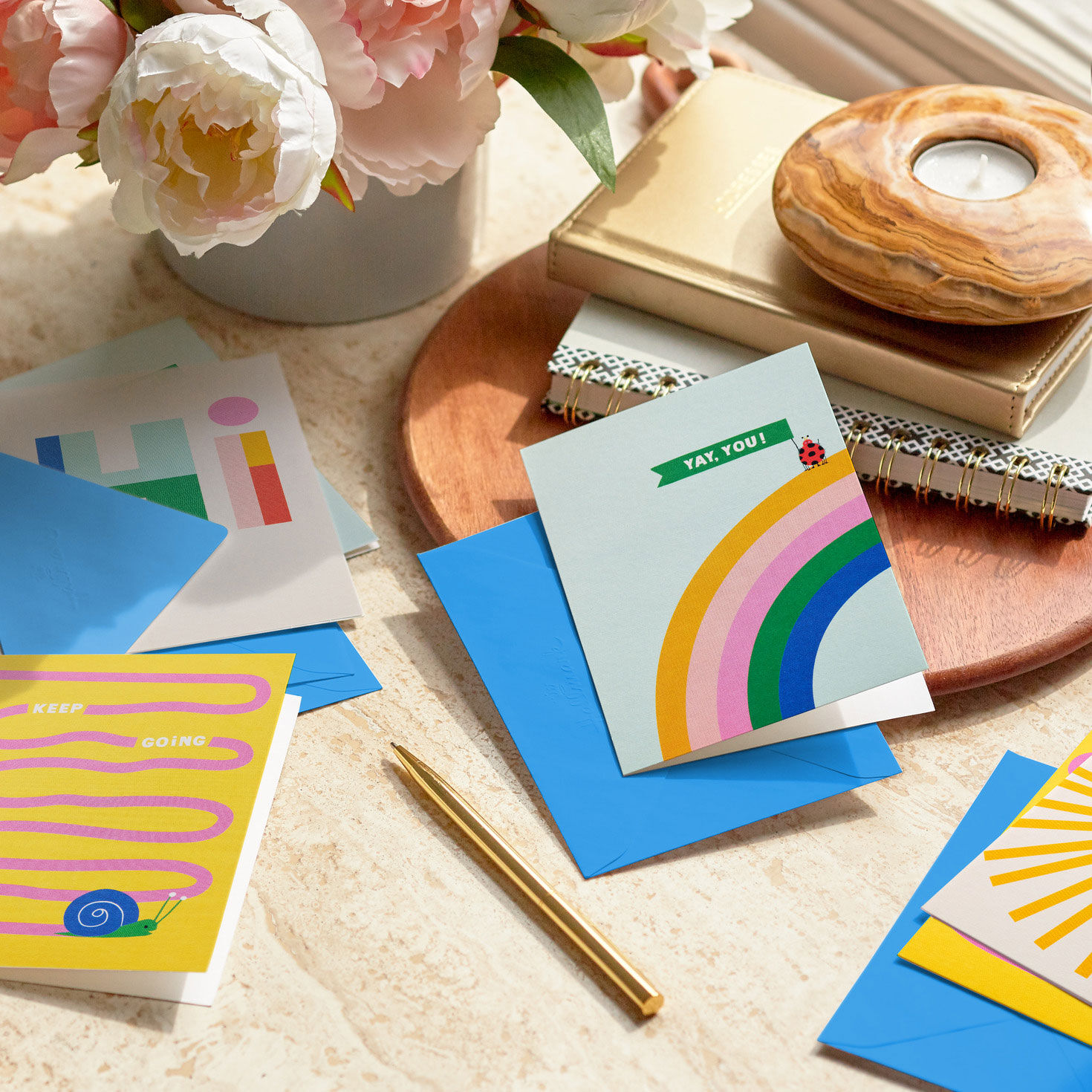 Sun and Rainbow Boxed Blank Note Cards Assortment in use image number 7