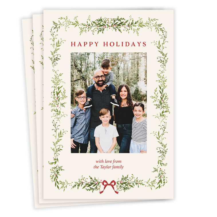 Classy Garland Flat Holiday Photo Card