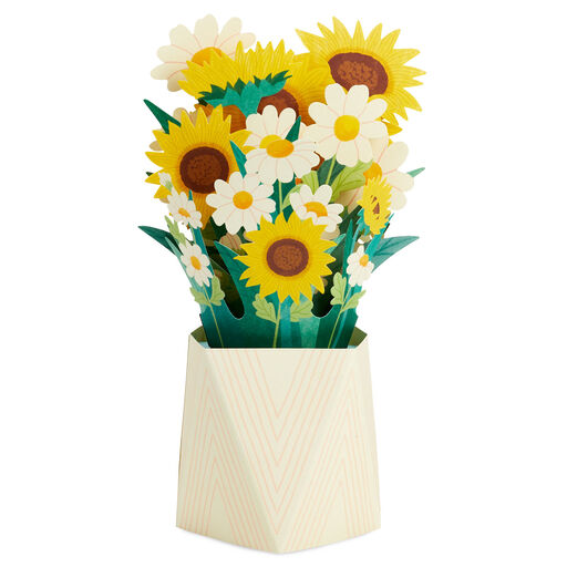 Daisy and Sunflower Bouquet Thinking of You 3D Pop-Up Card, 