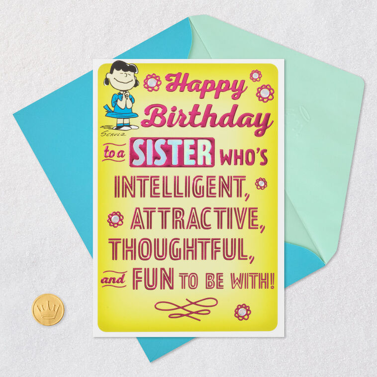 Peanuts® Lucy Fun and Intelligent Sister Funny Birthday Card, , large image number 5