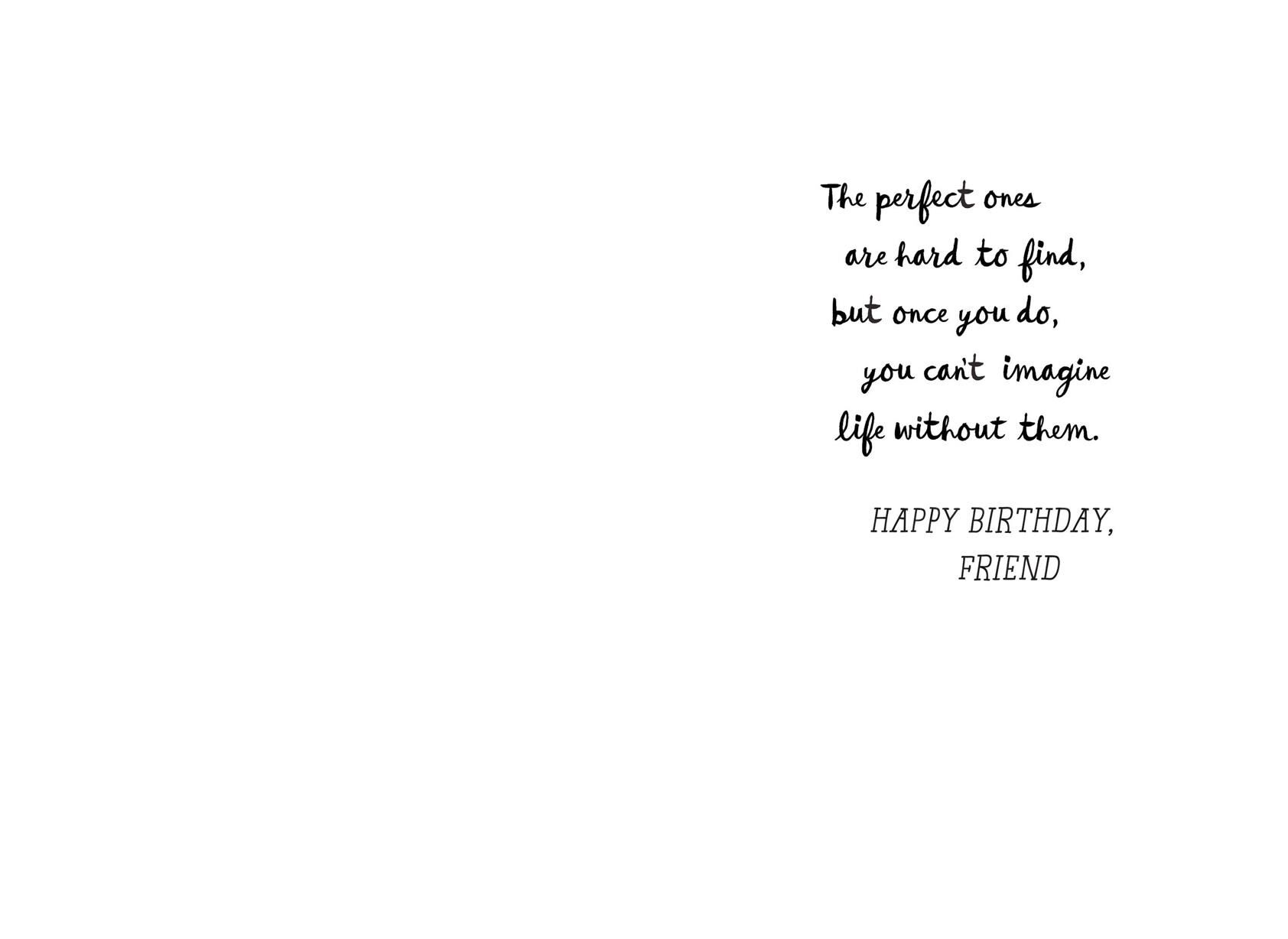 Perfect Ones Are Hard to Find Friend Birthday Card
