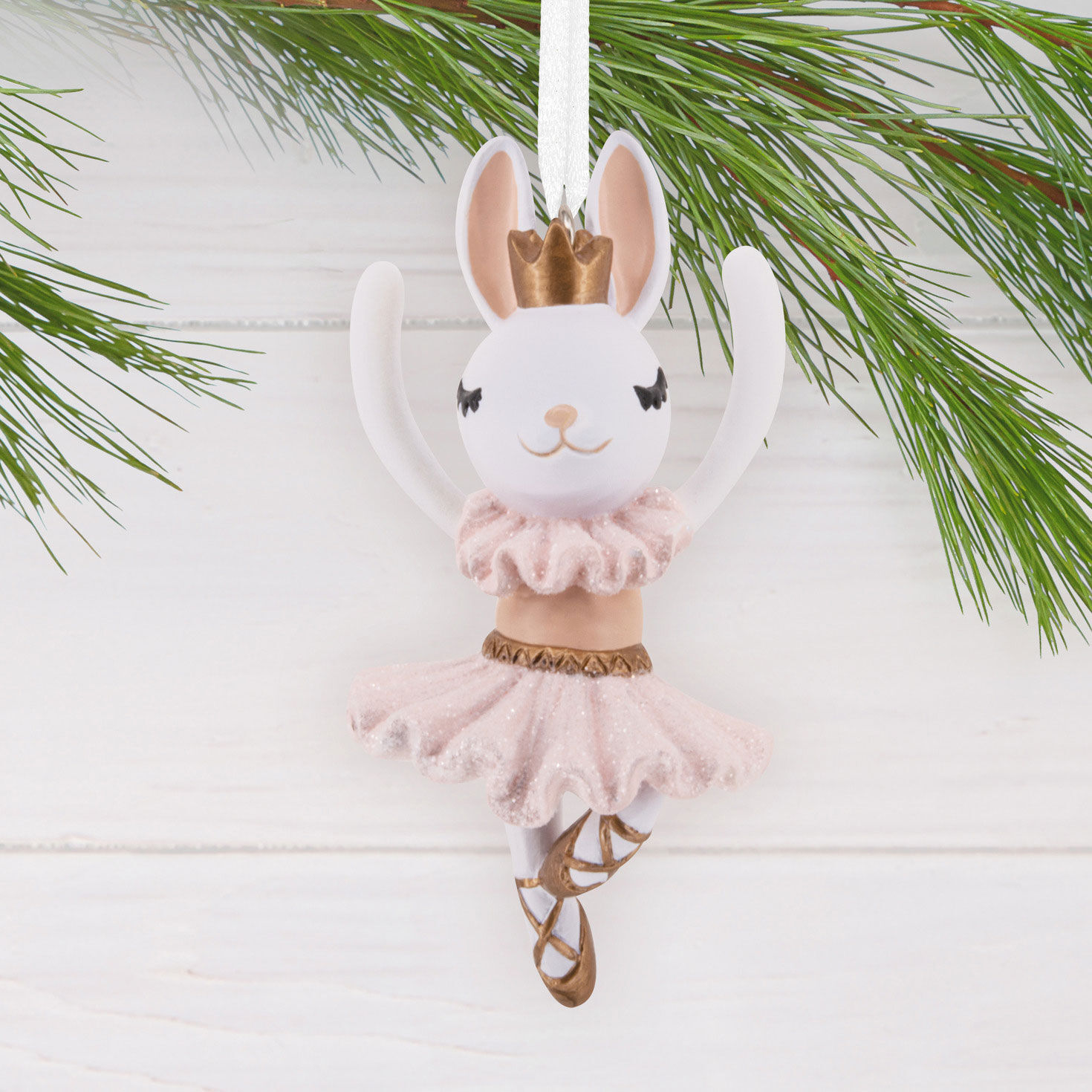 Ballerina Bunny Christmas Ornament hanging on tree image number 2