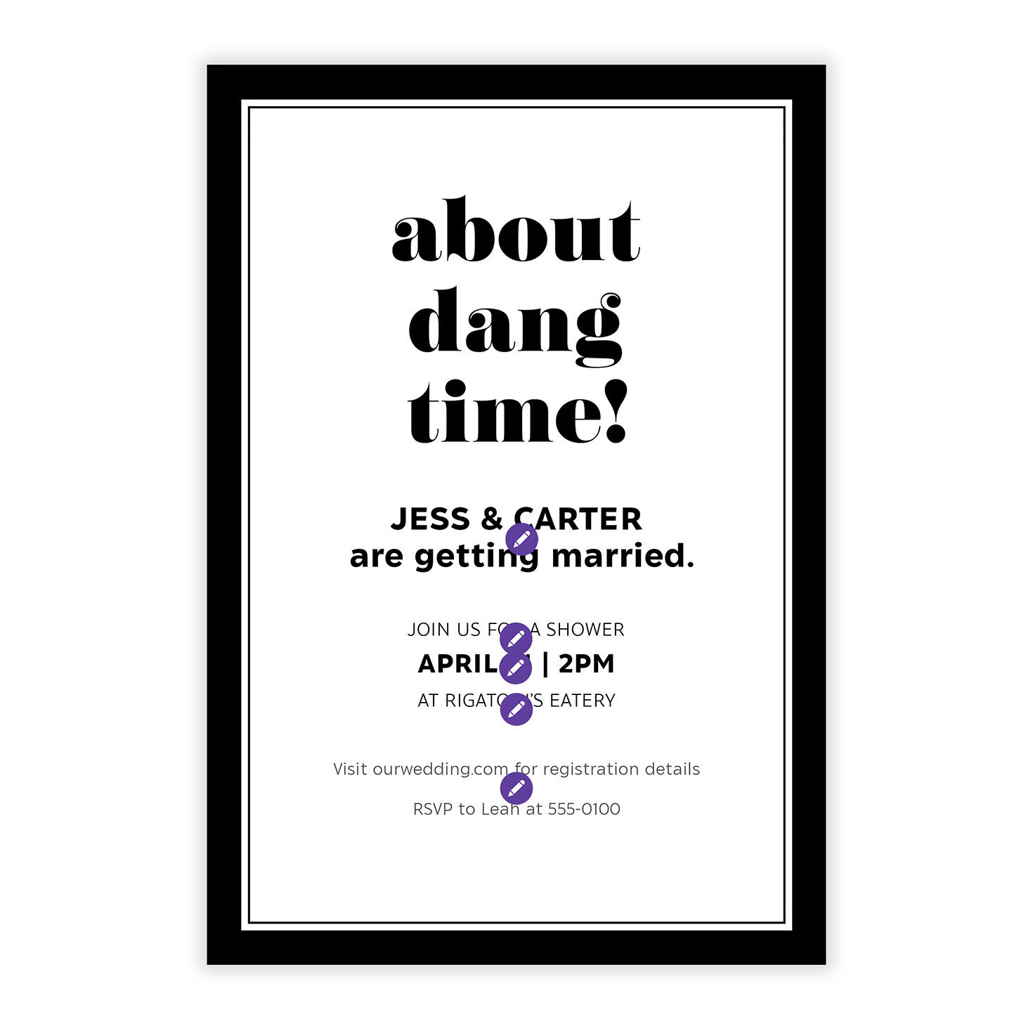 About Dang Time Funny Wedding Shower Invitation, , large image number 5
