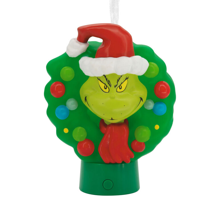 Dr. Seuss's How the Grinch Stole Christmas!™ Grinch in Wreath Hallmark Ornament With Light