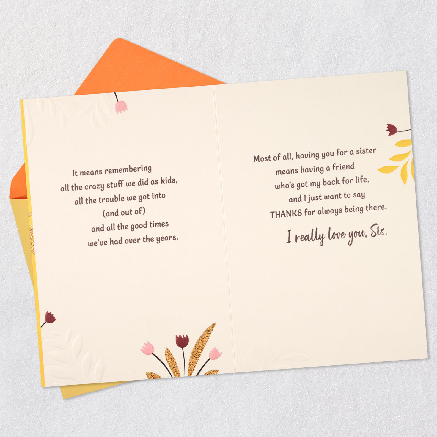 Butterflies and Flowers on Yellow Card for Sister Open card with envelope image number 4