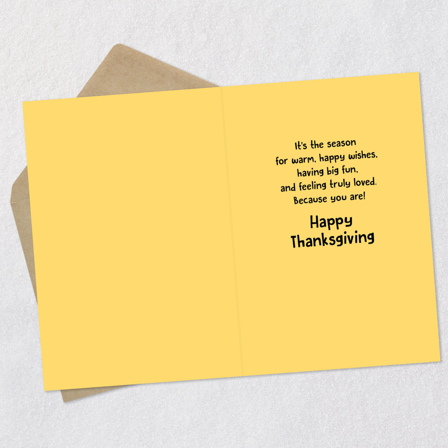 Squirrel and Bear Thanksgiving Card for Kids Open card with envelope image number 3