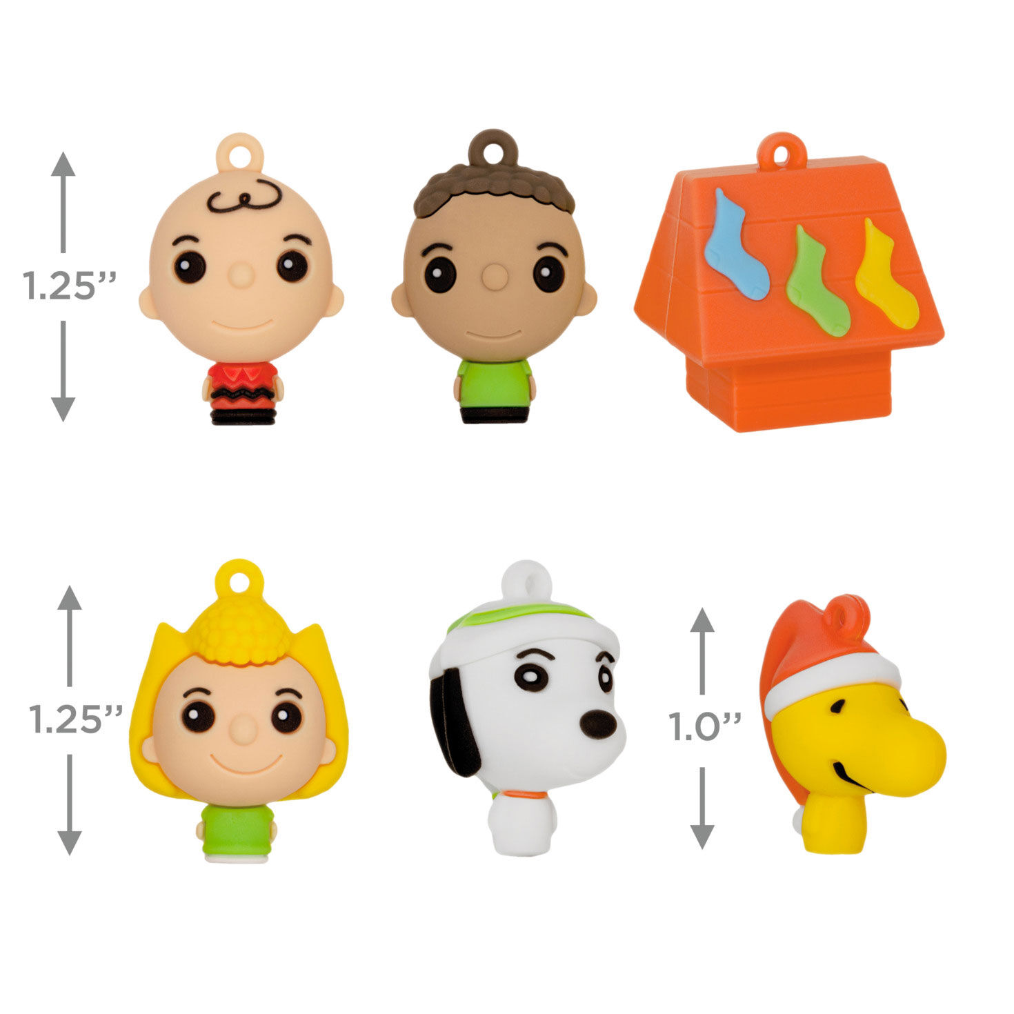 6 Peanuts Mini Christmas Ornaments measurement image number 3
