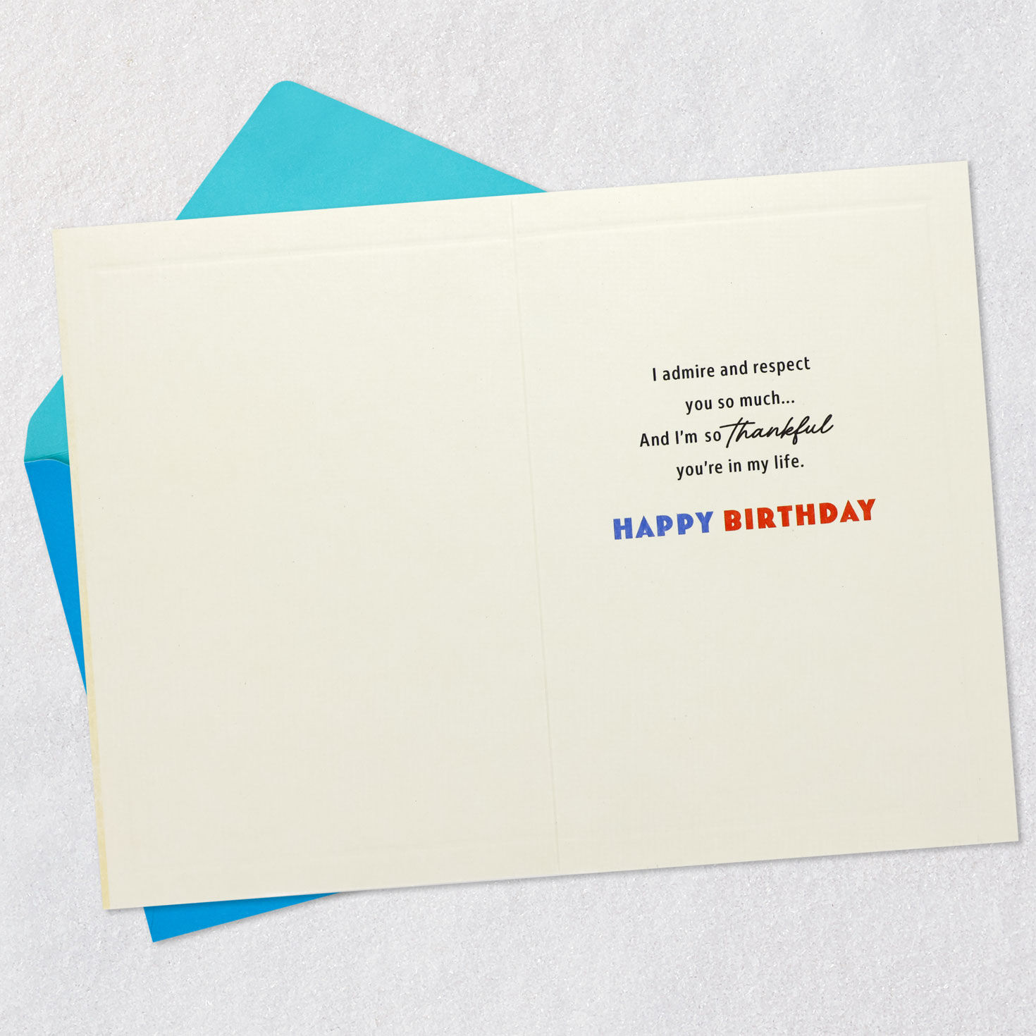 Blue and Orange Like Family Birthday Card Open card with envelope image number 3