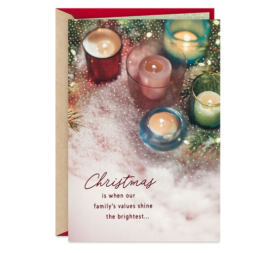 Our Family Values Shine Bright Christmas Card for Parents From All, 