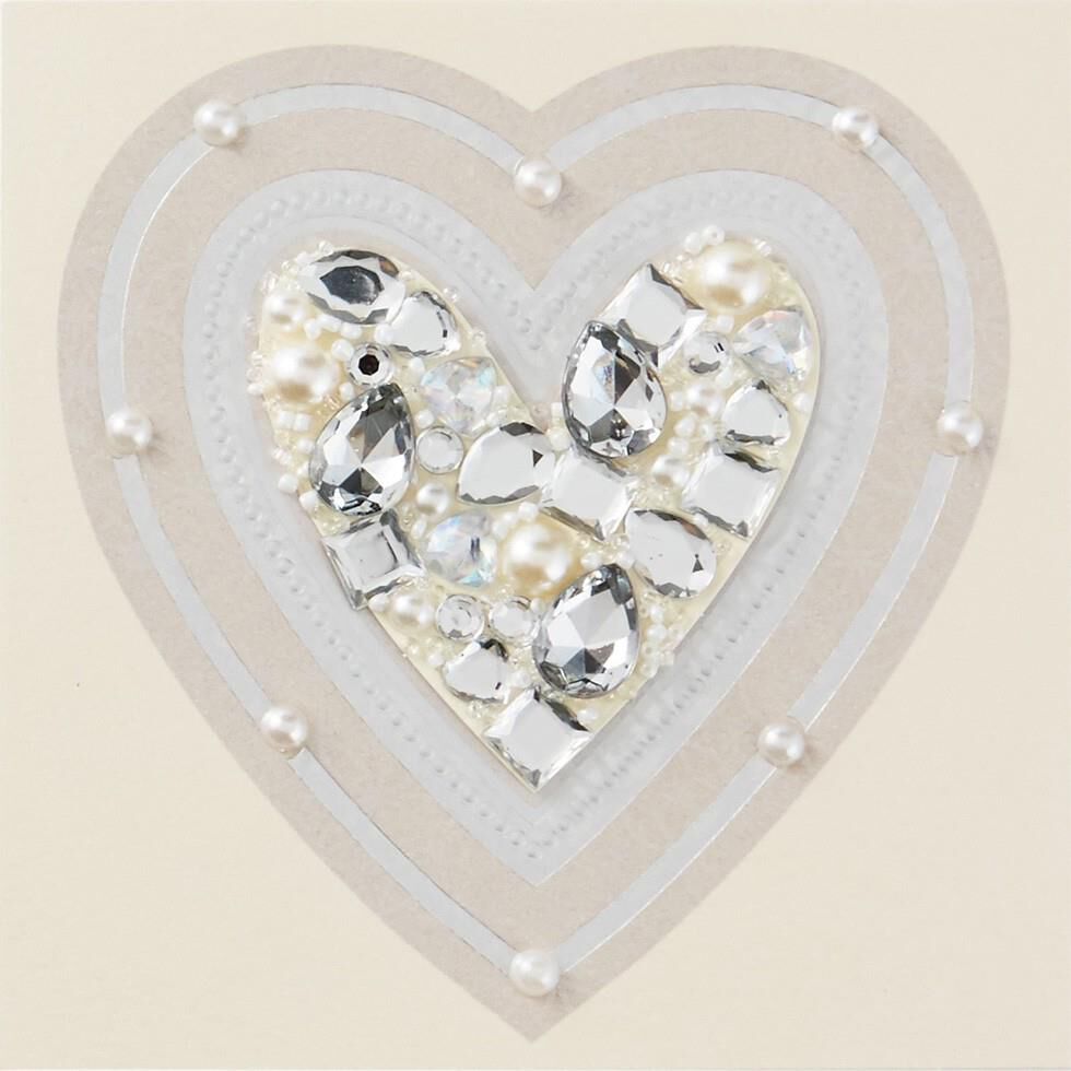 Bejeweled Heart Blank Wedding Card