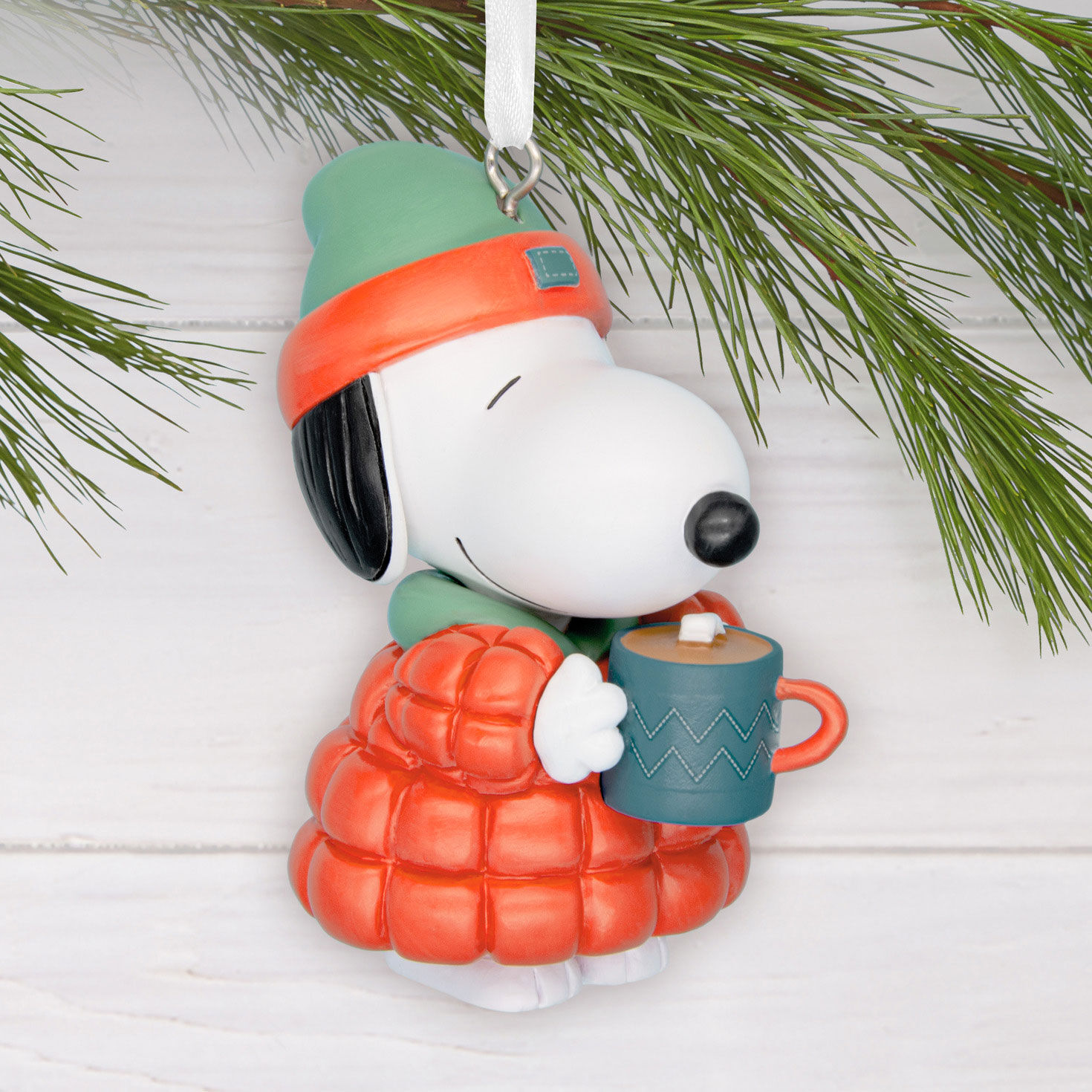Peanuts Snoopy With Hot Cocoa Christmas Ornament hanging on tree image number 2