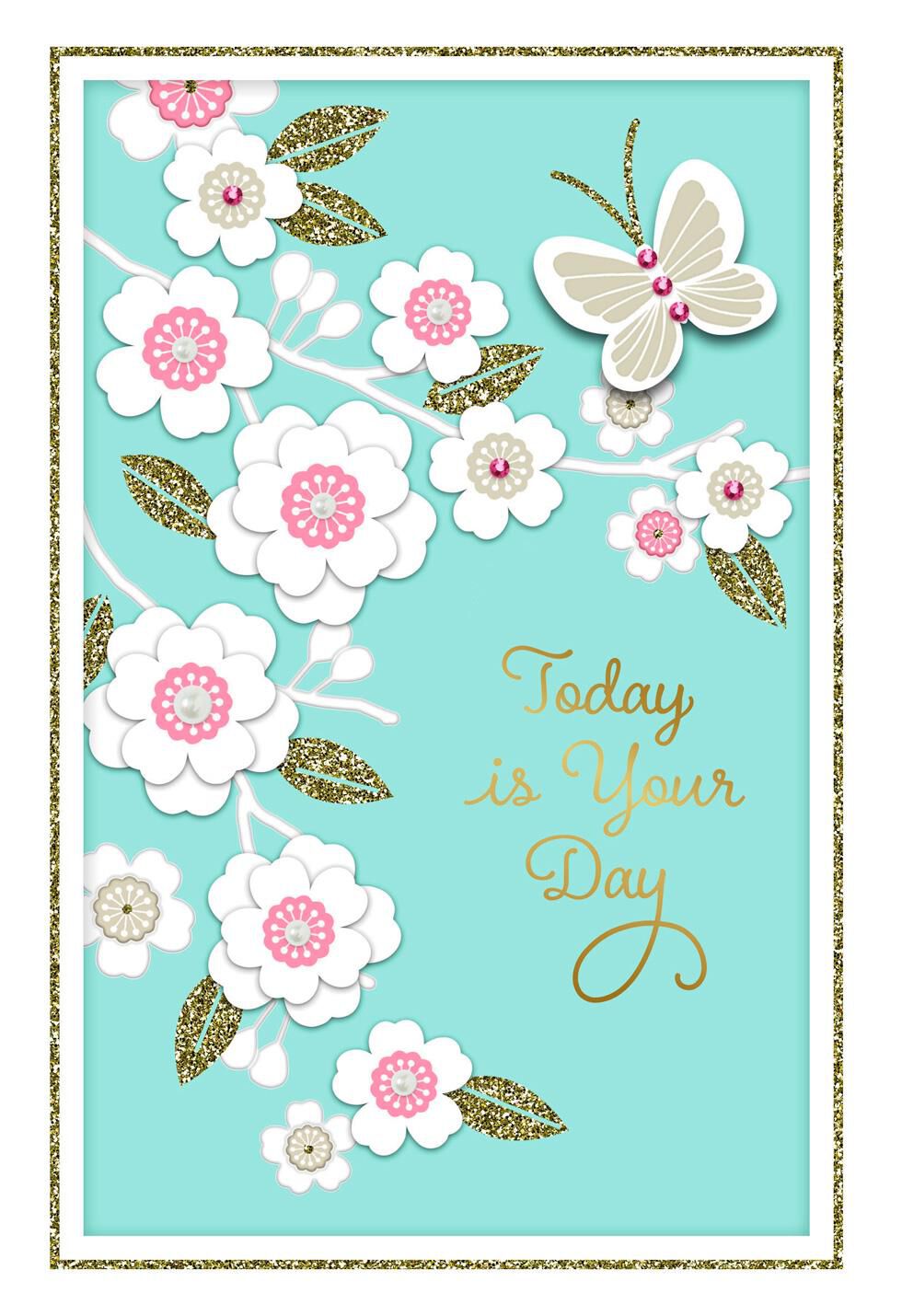 Flowers and Butterflies Birthday Card