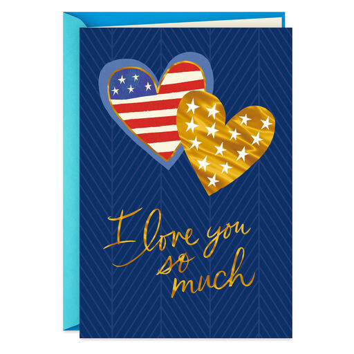 Love You Stars and Stripes Hearts Veterans Day Card, 