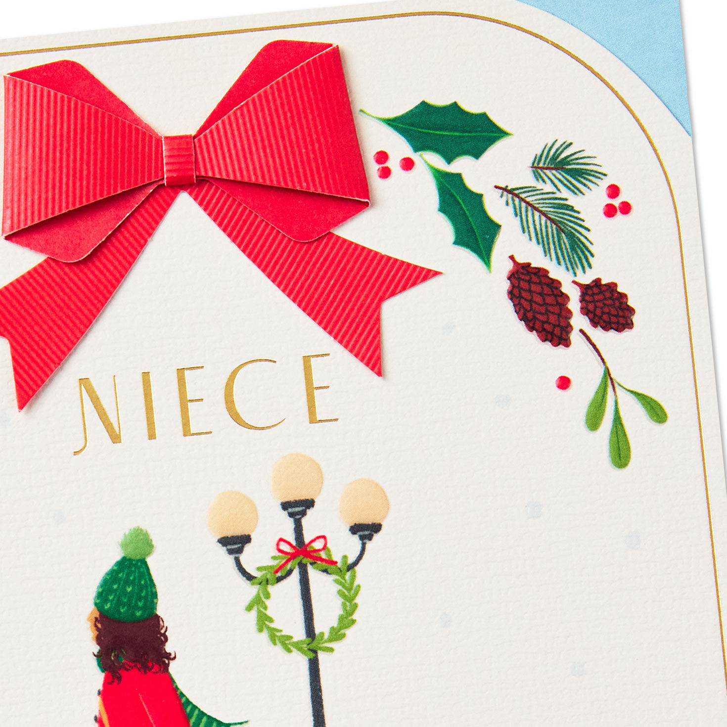 Young Woman Walking Dog Niece Christmas Card Card Front Detail image number 5