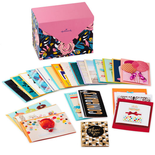 Assorted Cards for All Occasions in Floral Organizer Box, Box of 24, 