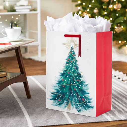 20" Elegant Evergreen Jumbo Christmas Gift Bag, 