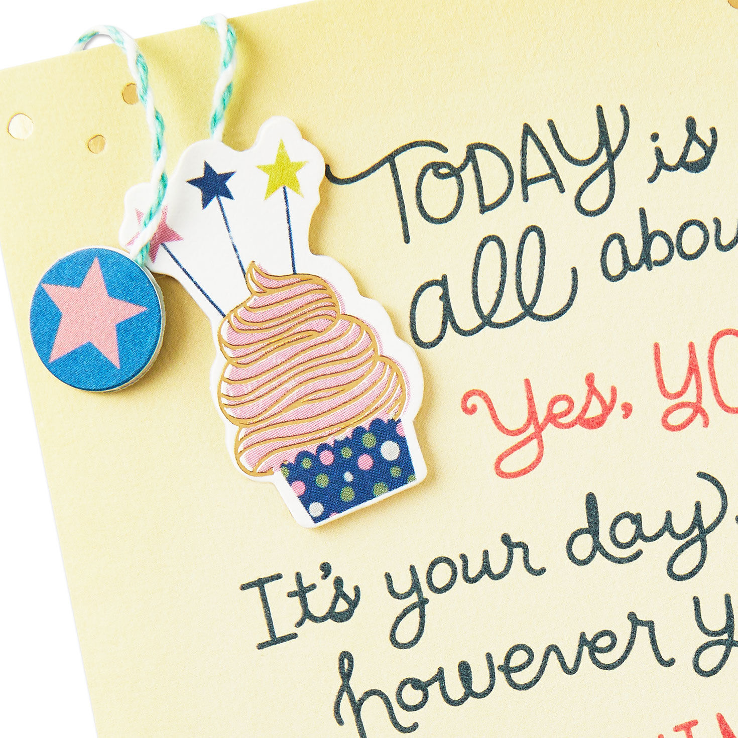 Cupcake on Yellow Birthday Card Card Front Detail image number 4