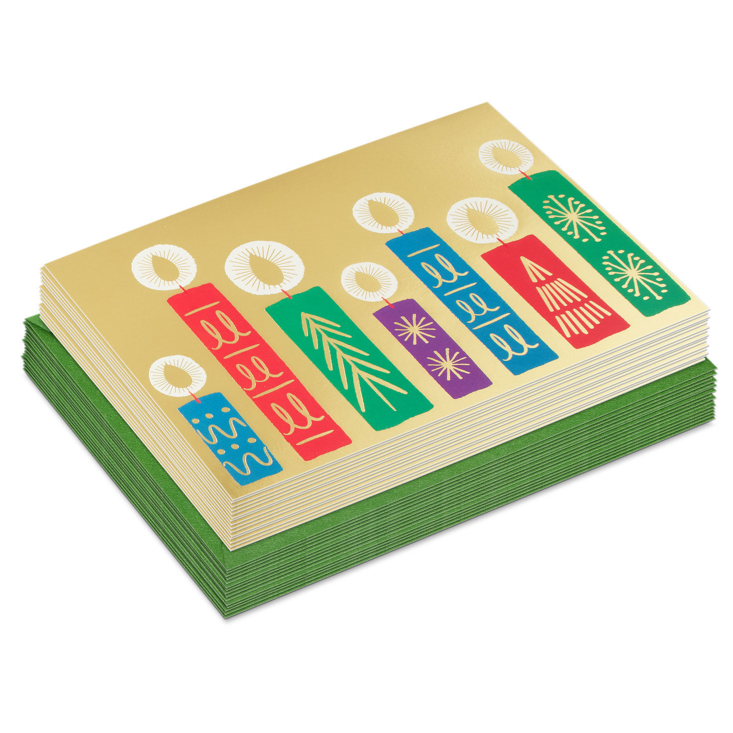 Bright Candles Boxed Christmas Card Pack stacked front image number 2