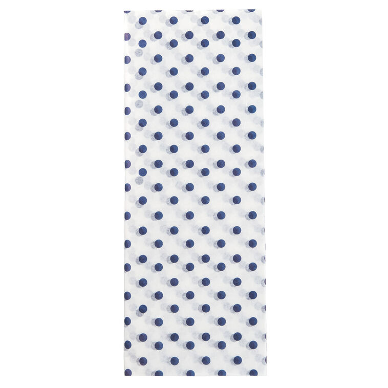 Navy Blue Polka Dots on White Tissue Paper, 6 sheets, Navy on White, large image number 1