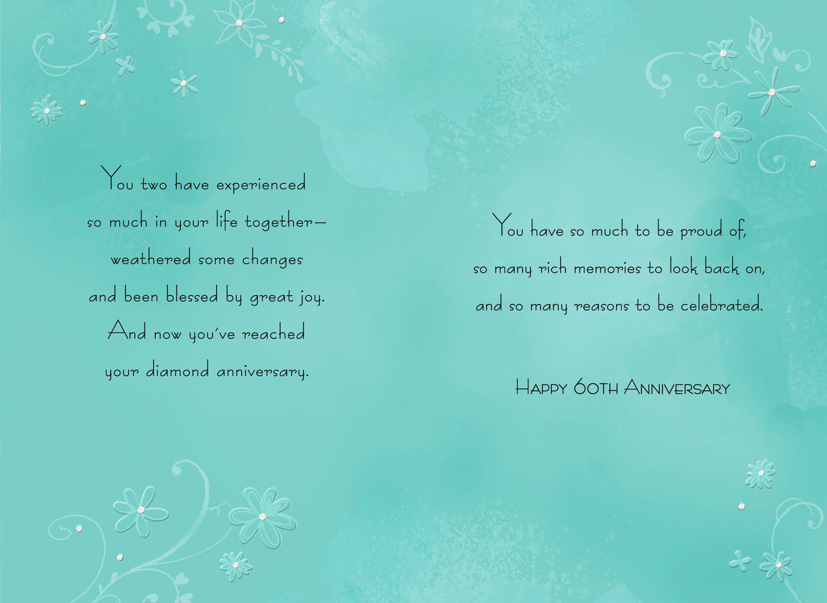 Blue and White Floral 60th Anniversary Card