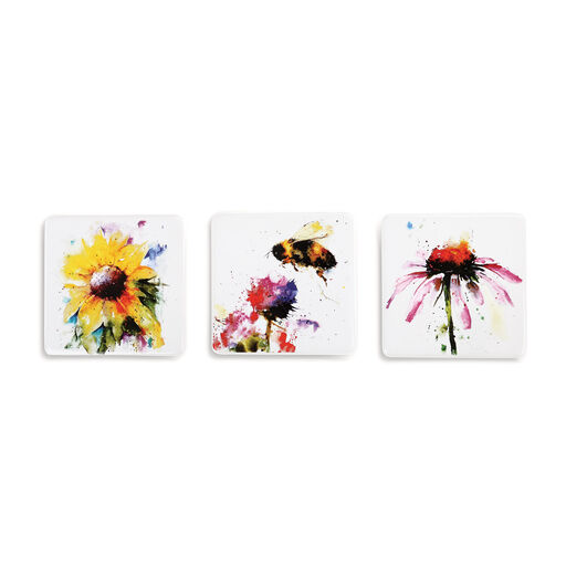 Demdaco Bee and Flowers Magnets, Set of 3, 
