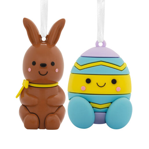 Better Together Chocolate Bunny and Easter Egg Magnetic Hallmark Ornaments, Set of 2, 